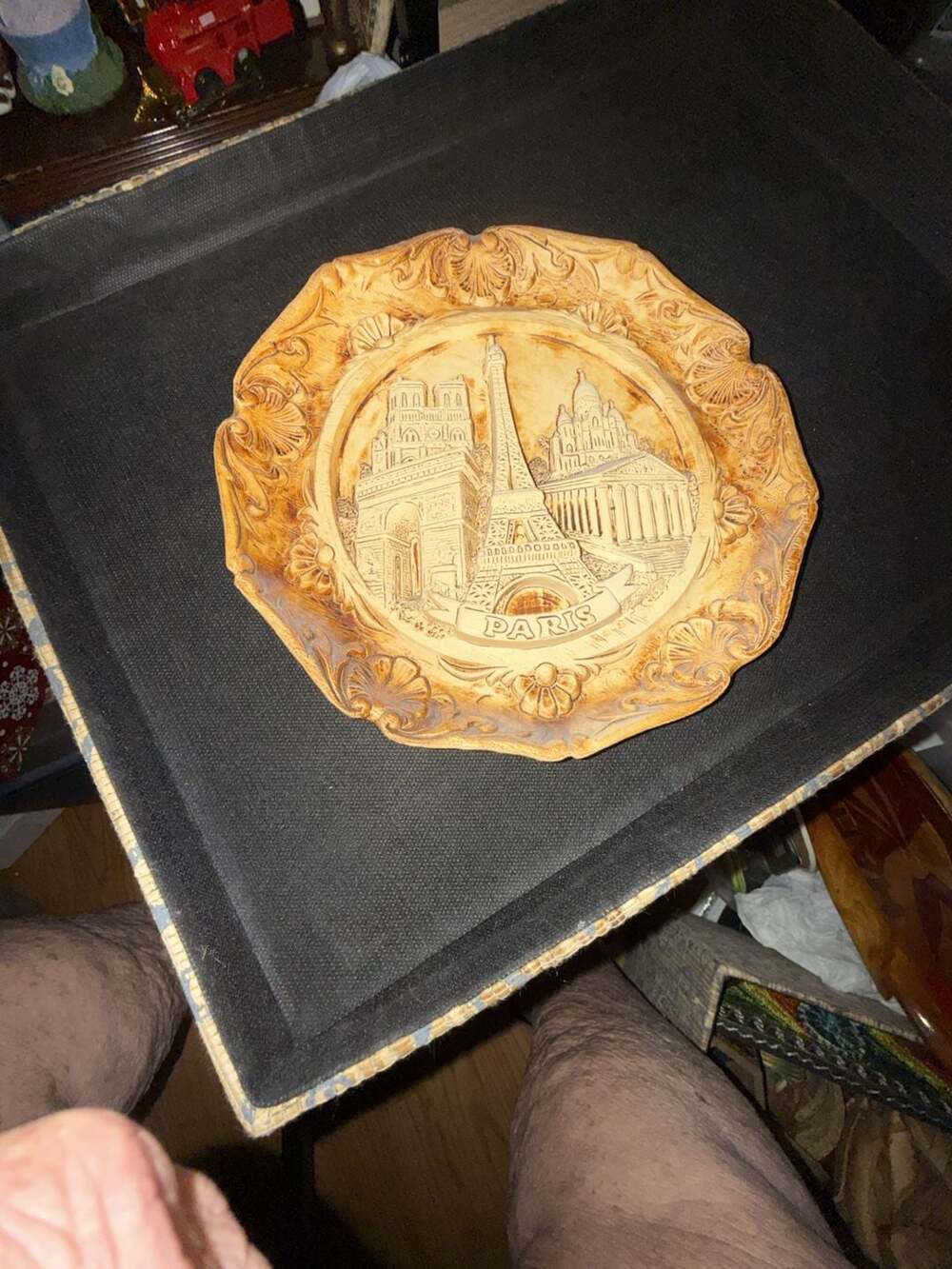 Vintage French Paris Souvenir 3D Relief Wall Plaque Plate Made in France Depose